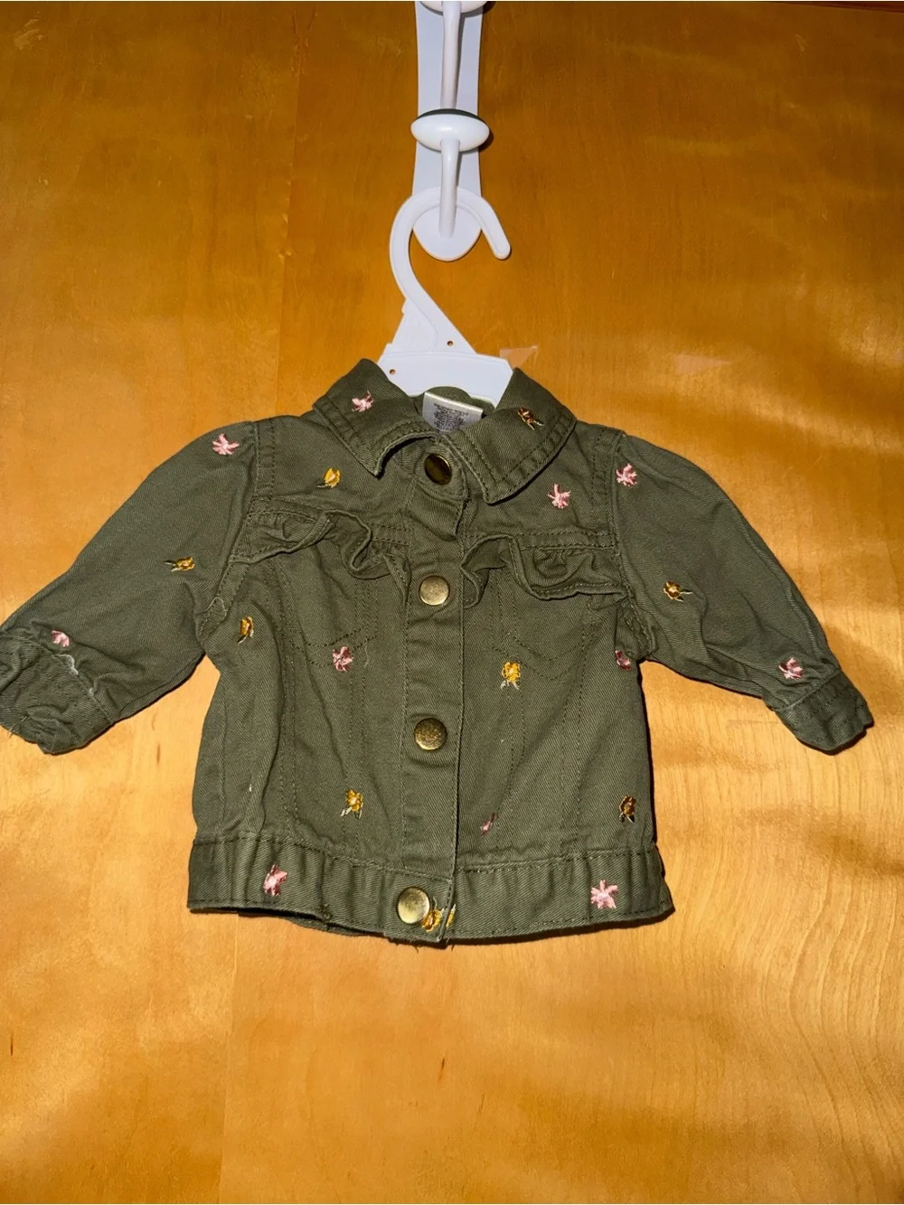 Toddler Olive Green Embroidered Button Jacket